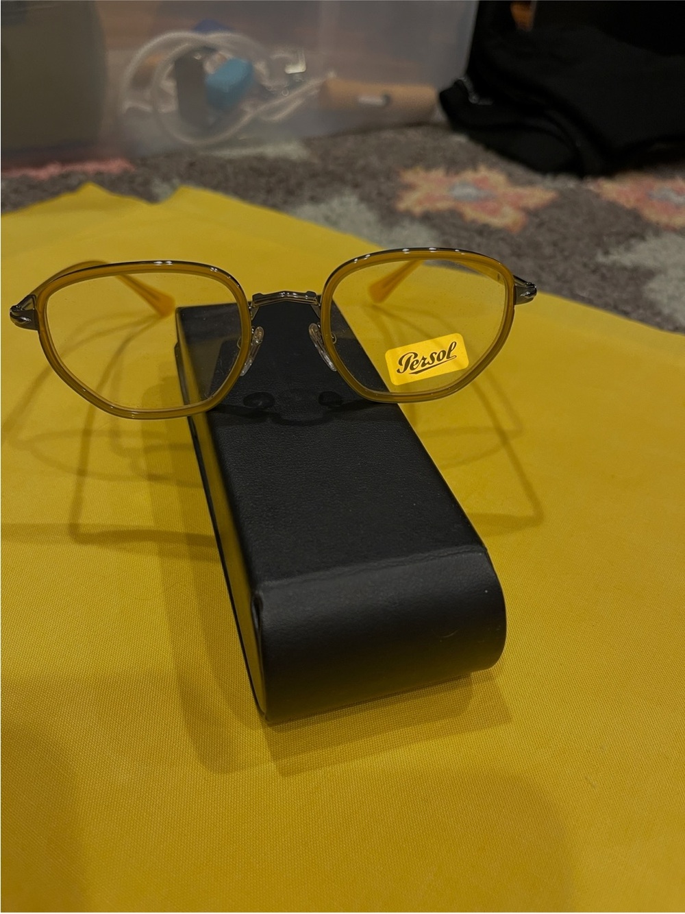 Persol Yellow Titanium Rimless Glasses - Picture 2 of 3